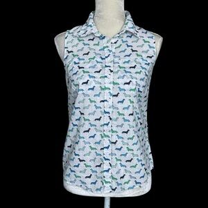 Sonoma Novelty Print Sleeveless Shirt Women’s Size PXS Wiener Dog Dachshund